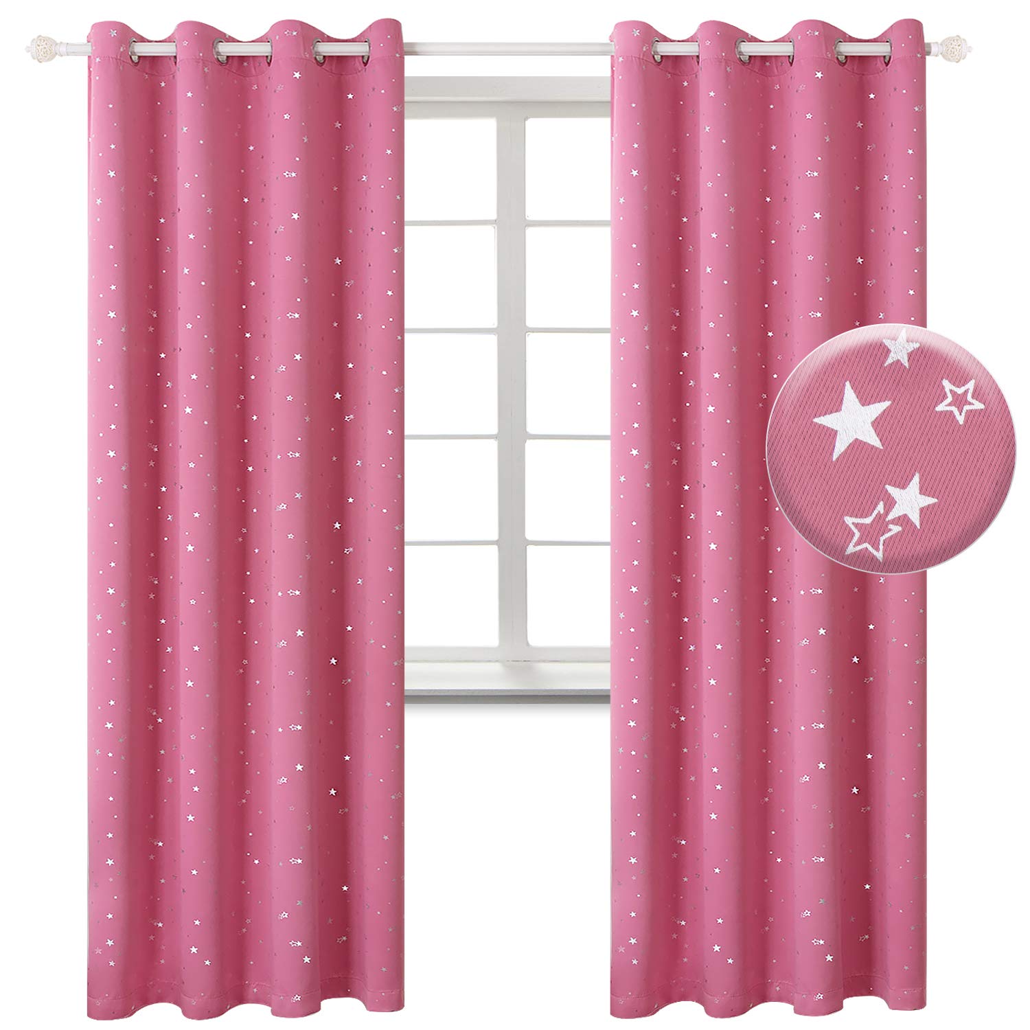 BGment Pink Blackut Curtains for Girls Bedroom Decor 84 Inch - 2 Panels