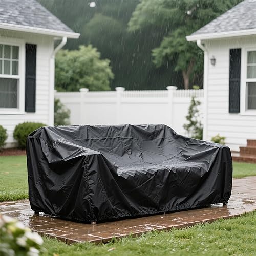 Miniatura 5 de HREFEU Juego de funda para muebles de patio, juego de fundas para sofá seccional para exteriores, 74 pulgadas de largo x 47 pulgadas de ancho x 28