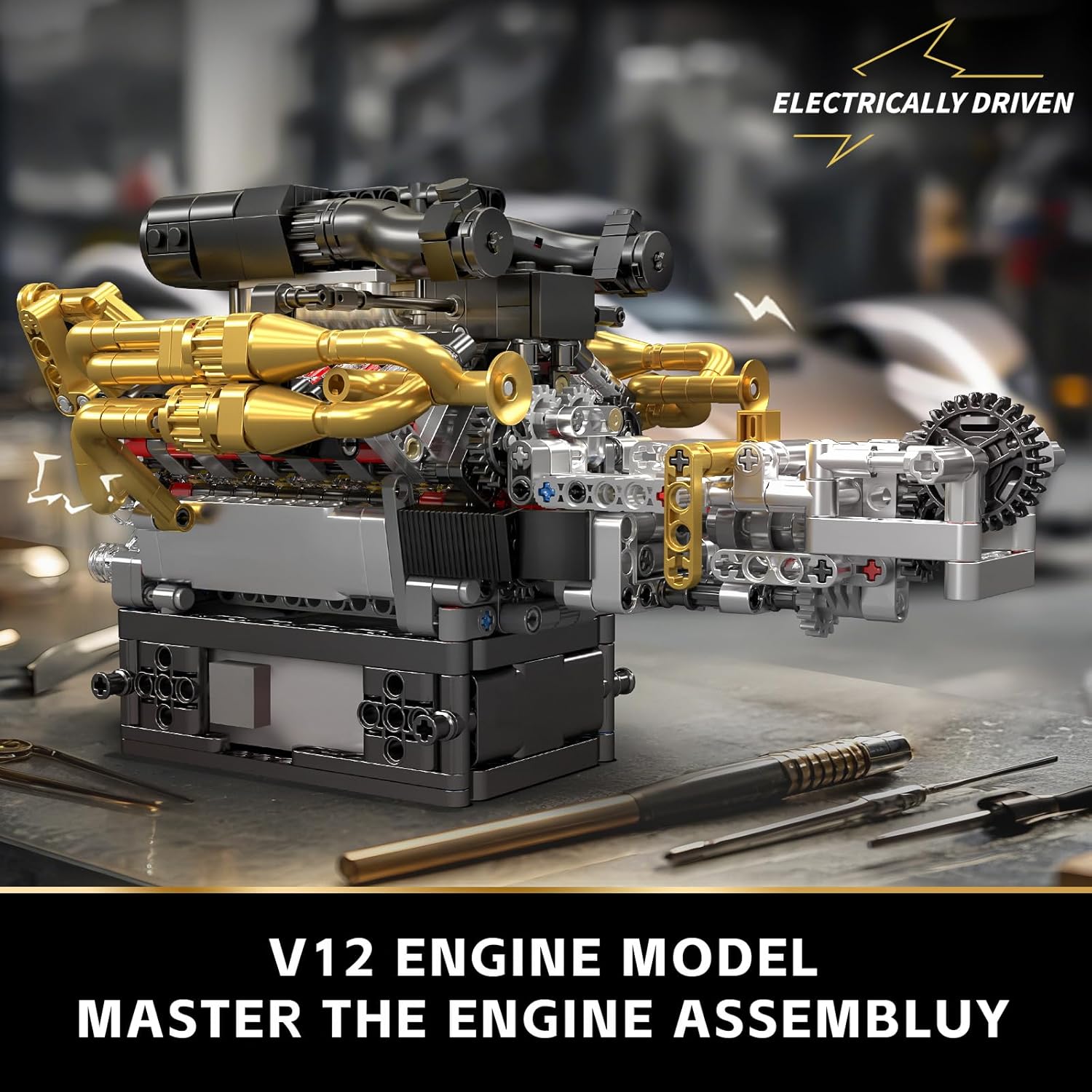 Mould King 10224 V12 Engine Model that Works - Build Your Own V12 Engine Toy, Petrol Car Engine Replica Model Building Kit for Adults, for Car Enthusiasts & Collectors (974 Pieces)