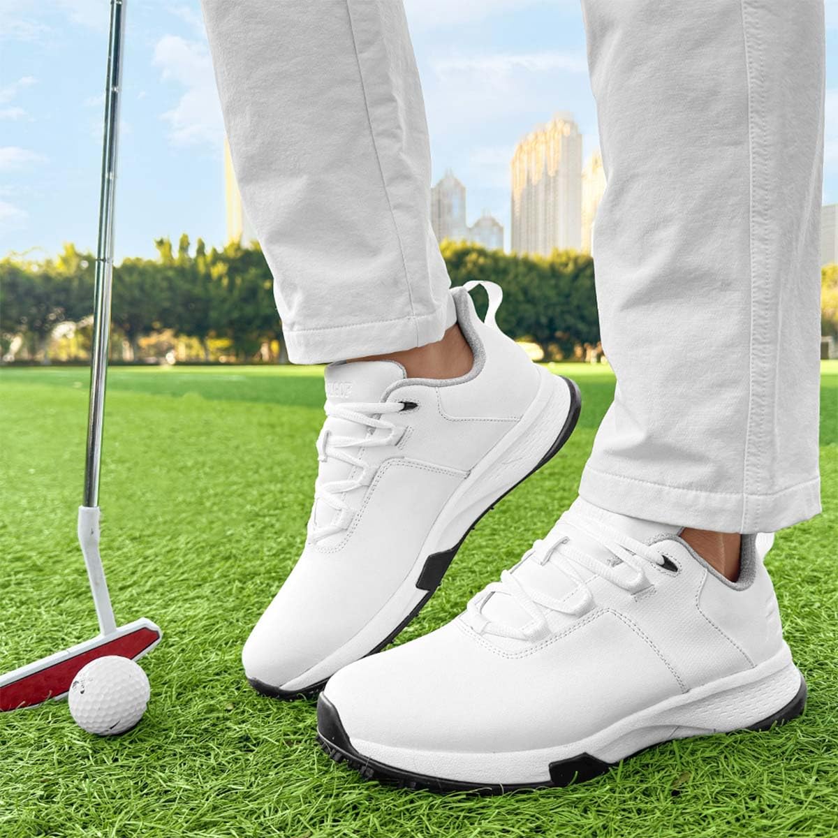 Zapatos De Golf De Cuero para Hombre Sin Clavos Clásicas