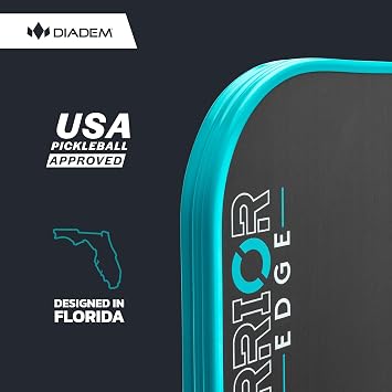 Diadem Warrior Edge Pickleball Paddles | Etched Carbon Face for Max Spin, 16mm Aero Guard, Comfort Max Grip, 16mm Honeycomb Core, Midweight 8oz | Indoor/Outdoor | USAPA Approved