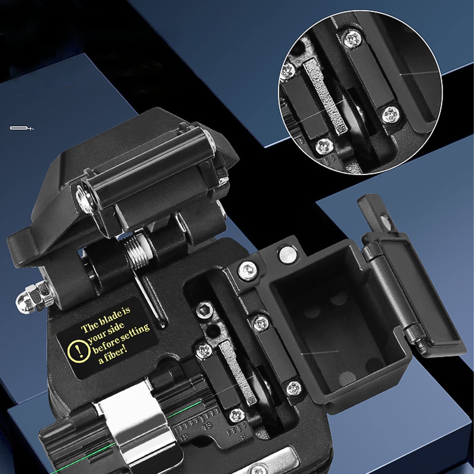 Fabater Kit d'outils pour Couperet de Fibre, Couteau de Coupe de Câble Optique Arrière Automatique, épissure à Froid par à Chaud avec Boîte à Déchets, Lame en Acier au Tungstène de Haute Précision,