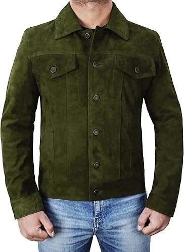 Vista 2 de Chaqueta de cuero de gamuza para hombre, estilo occidental, abrigo de cuero vaquero