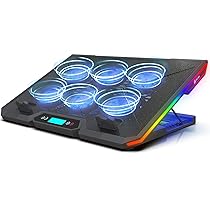 KLIM Glacier + Base di raffreddamento PC portatile con 6 ventole e luci RGB + 11″ – 17″ + Per Laptop da Gaming + Stabile e silenziosa + Alimentata USB + Ideale per PC, Mac, PS4, Xbox One + NUOVA 2024