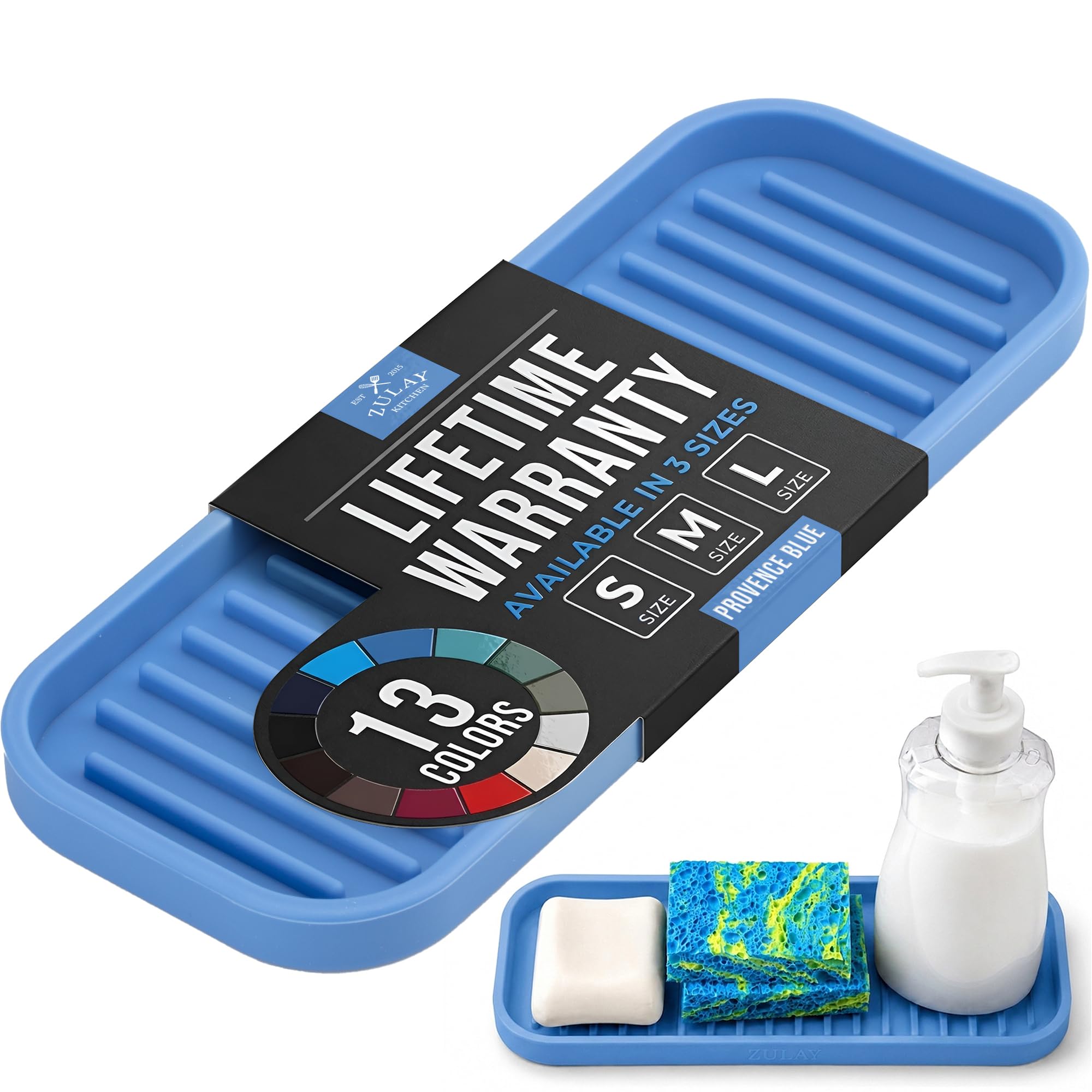 Porte-savon pour salle de bain et cuisine en silicone bleu provençal