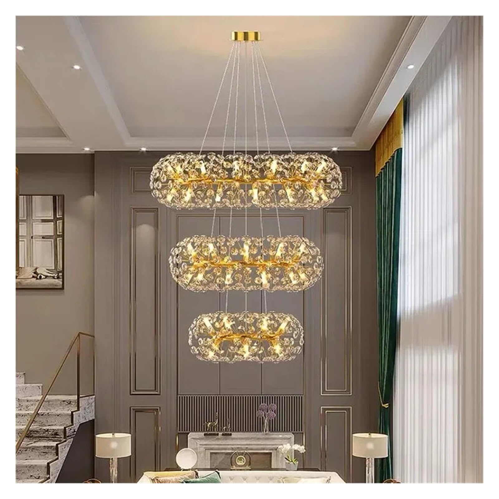 ASerZenith Chandelier, Design Sun Flower Crystal Chandeliers For Living Room Kitchen Island Loft Led Pendant Lighting House Decor Suspension Lamp,D100 D80 60Cm-Cold