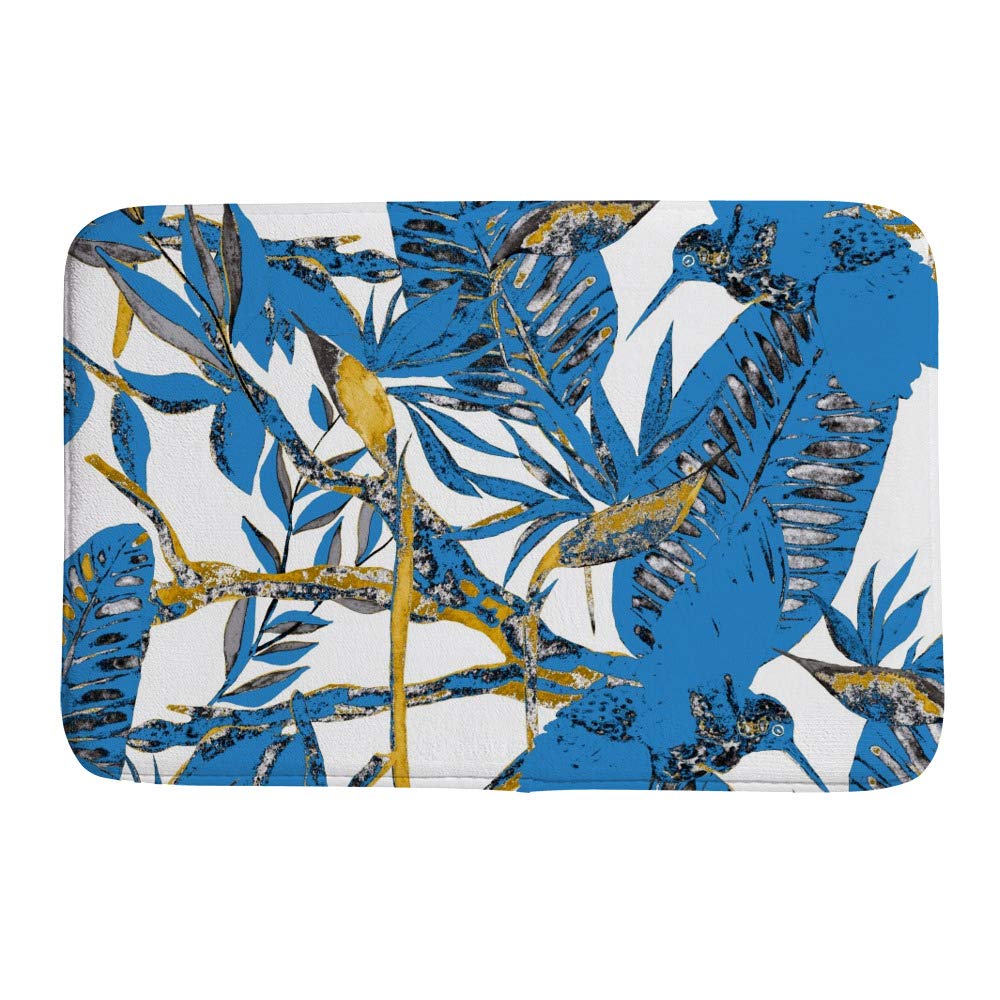 Paillasson colibri design tropical chic en velours corail haute densité