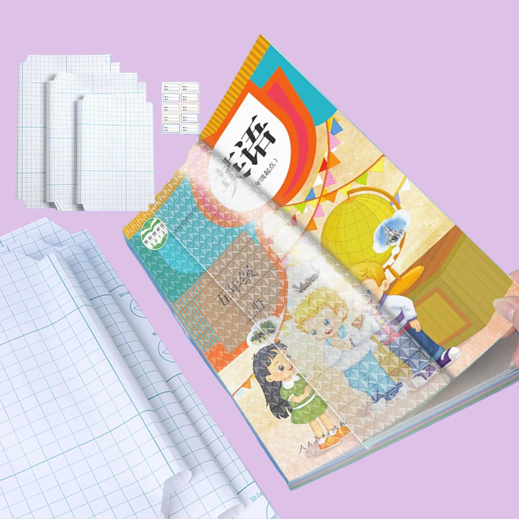 (20) Transparent Protective Book Covers, Waterproof Self-Adhesive Book Cover for Office School Textbook Protective Case Lamination for Books, Clear Book Cover Set with Name Labels, A4/16K/22K Sizes,