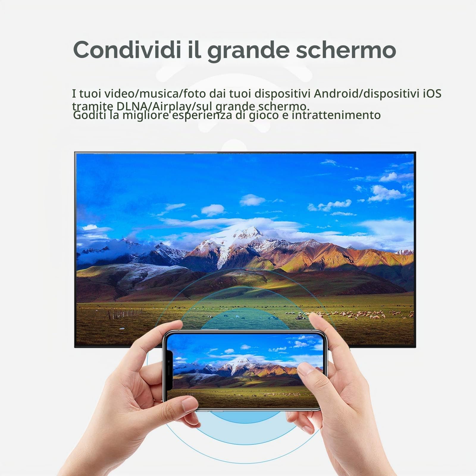 Android TV Box 10.0, Android Box 1 GB RAM 8 GB ROM Allwinner H616 Quad-Core Smart box, Supporto 6K, H.265, 3D, 2.4G Wifi, 10 / 100M Ethernet