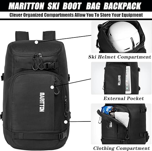 Miniatura 10 de Bolsa para botas de esquí, botas de esquí y snowboard, mochila de viaje para casco de esquí, gafas, guantes, esquís, snowboard y accesorios.