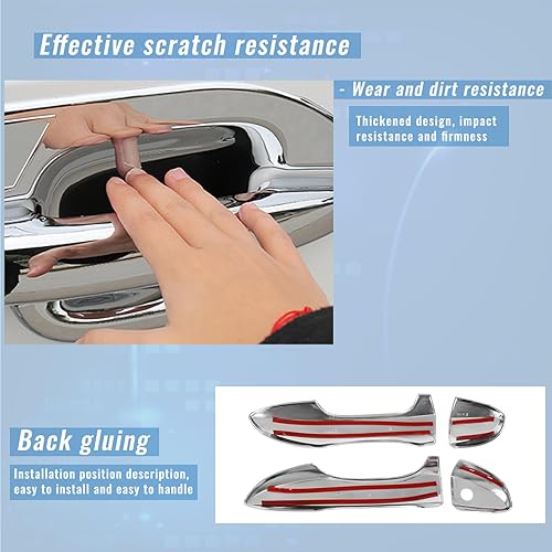 Miniatura 4 de ECCPP Fundas exteriores para manija de puerta 2014-2018 para Toyota Corolla de repuesto, 4 unidades, cromadas, exteriores para lado del conductor y