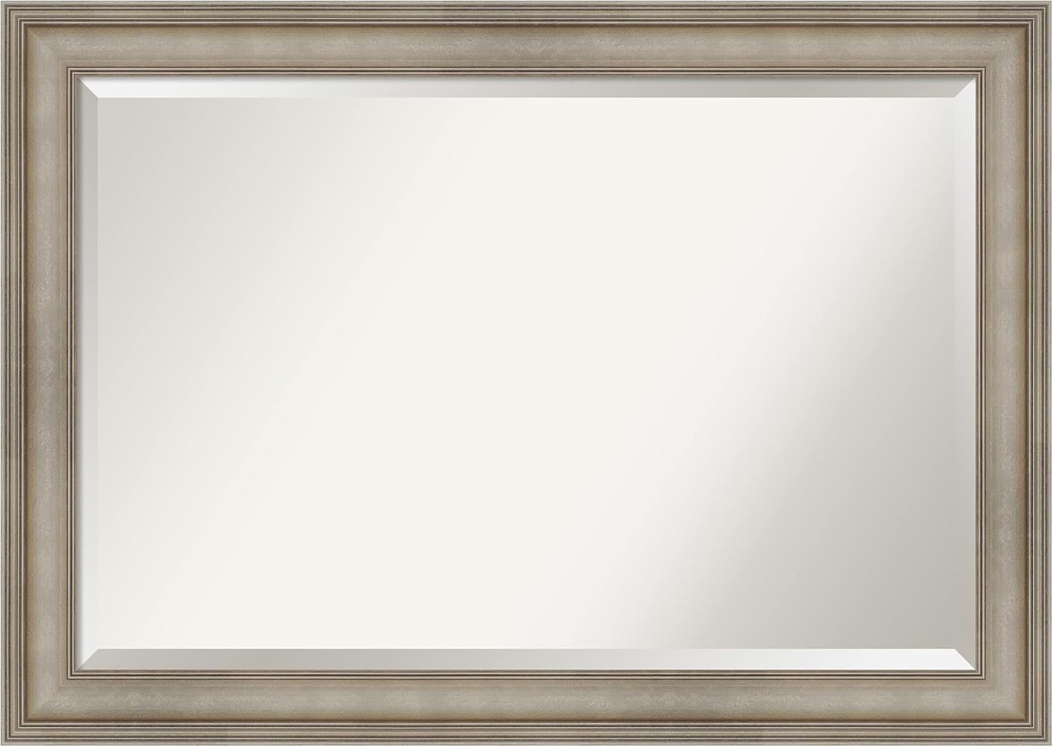 Amanti Art Silver Wall Mirror 29x41 Mezzanine Antique Silver Rectangle Bathroom Mirror for Wall Decor Living Room, Large Traditional Wood Frame, Hangs Horizonally and Vertically, Bathroom Decor,