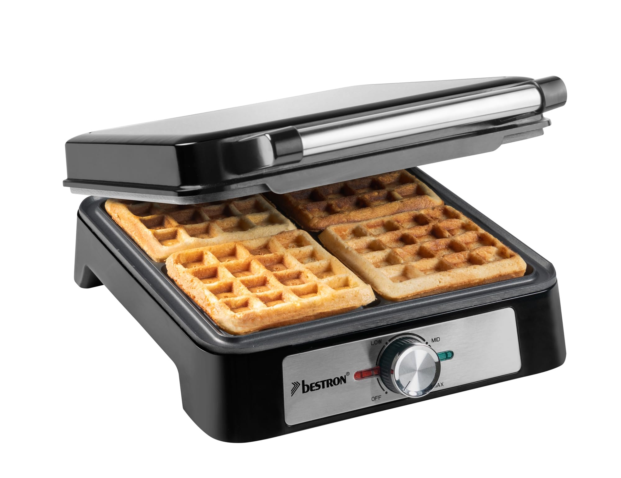 Bestron ASW1600S - Piastra per waffle belga, in acciaio, colore: Argento