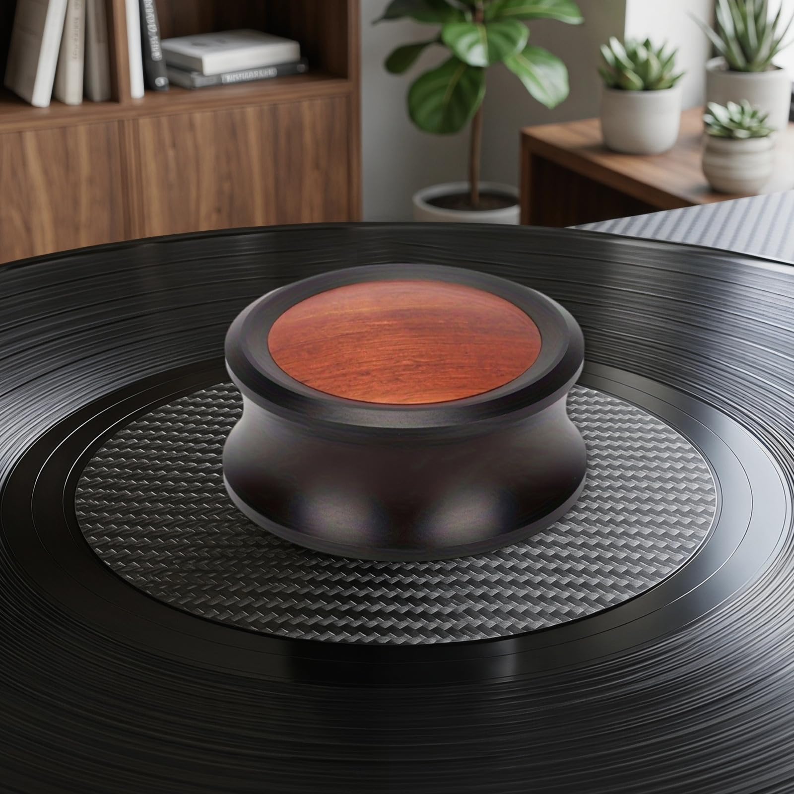 ibasenice Stabilizzatore per Piatto in Alluminio e Legno Distribuzione Uniforme della Pressione per Vinile per Feste Musicali