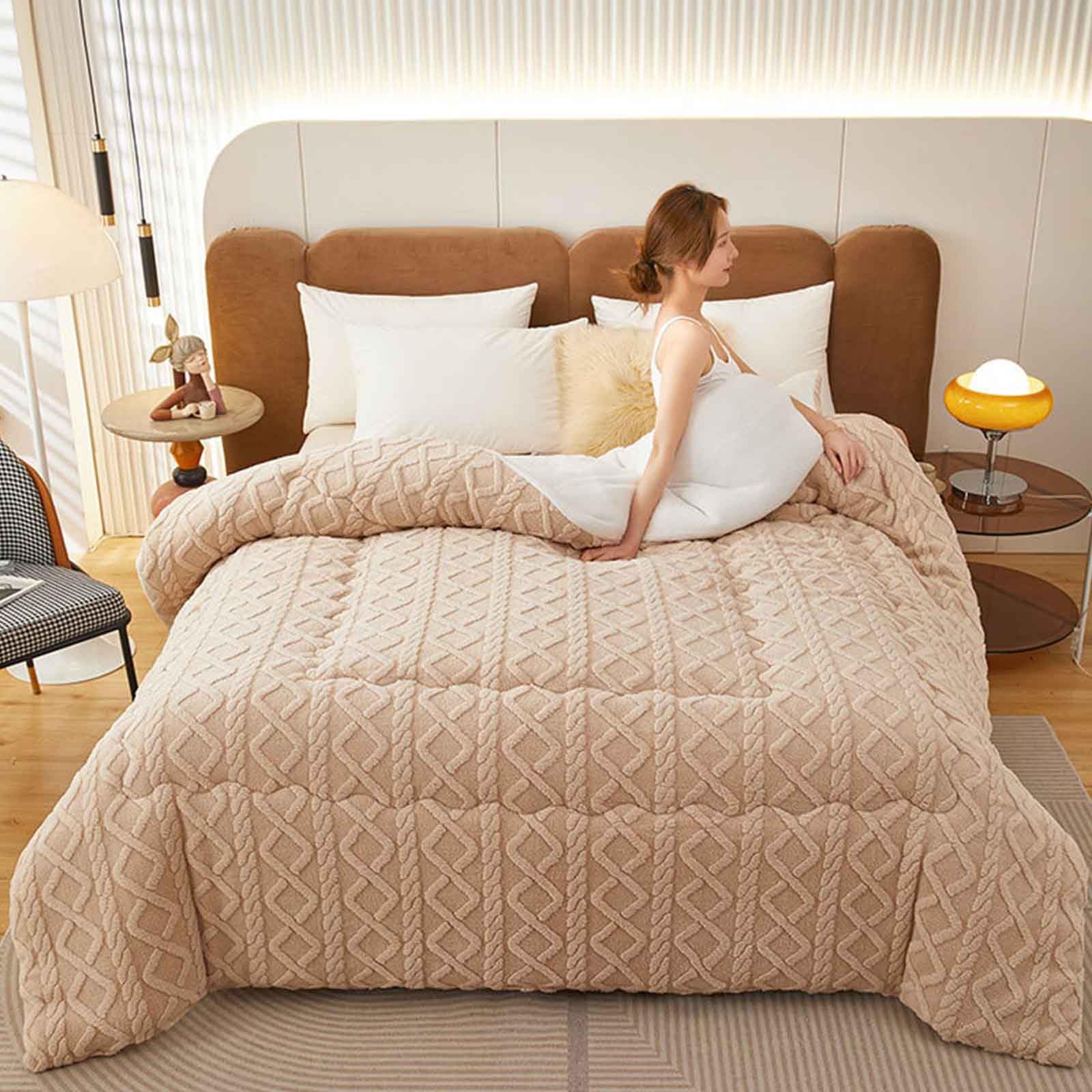 Coperta Calda Imbottita Invernale Letto Matrimoniale Trapunte Invernali Pesanti in Lana d'Agnello Trapunta Invernale Matrimoniale Agnello(a4,220x240cm-5kg)