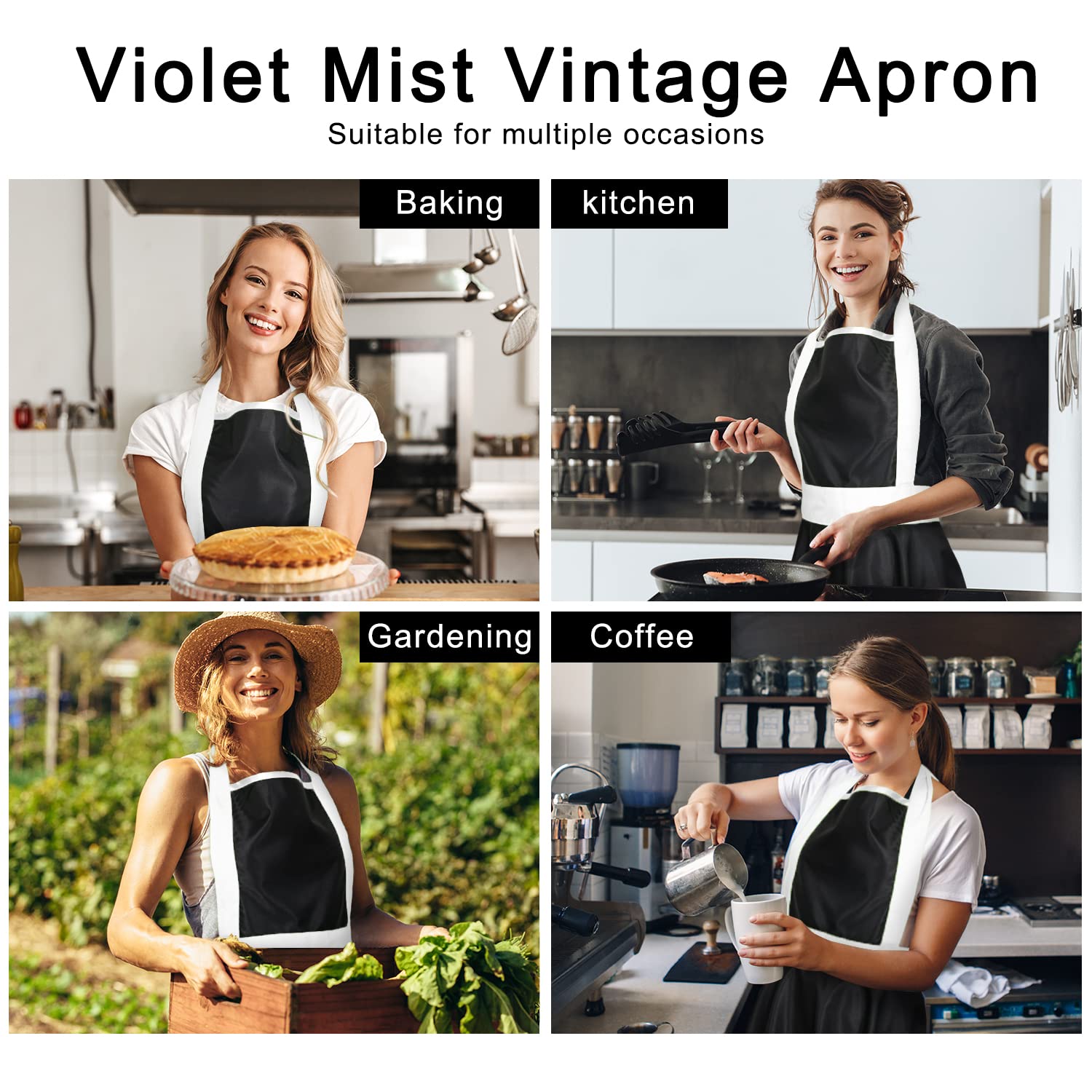Violet Mist Cute Lovely Retro Aprons for Women Girl Ladies Sexy Sweetheart Vintage Aprons 50s PolkaDot Vintage Christmas Apron kawaii Cooking Kitchen Ruffle Witch Apron Housewife Waitress Mothers Gift: White-b