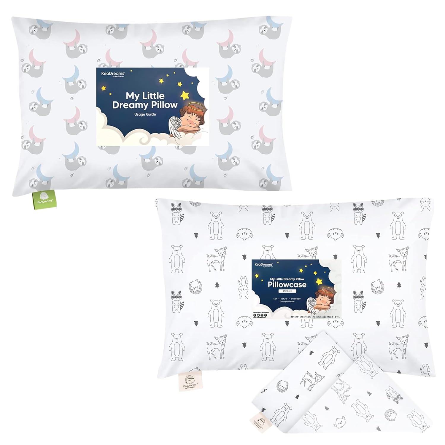 KeaBabies Toddler Pillow with Pillowcase Toddler Pillowcase for 13X18 Pillow - 3x18 My Little Dreamy Pillow - Toddler Pillow Case for Boy, Kids