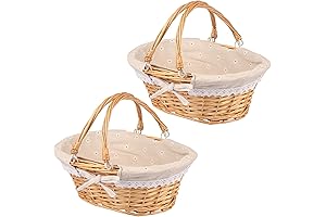 Oval Traditional Wicker Shopping High Handle Basket Storage Basket