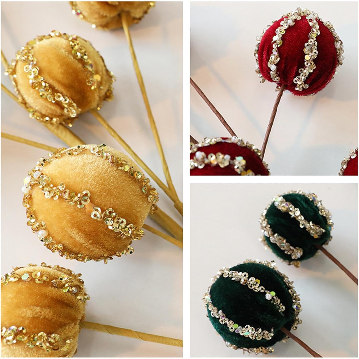 クリスマスベリーピック、クリスマスツリーピック、人工ベリーの枝、ギフトラッピングパーティー用のテーブルセンターピース、ヘアバンド、リ