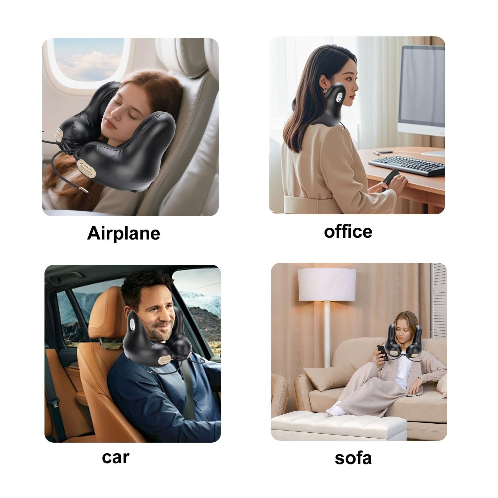 Reise-Nackenkissen mit Geräuschreduzierenden Ohrenschützern, U-förmiges Flugzeugkissen mit-Musik-Headset, Nackenstützkissen für Flugzeuge Zum Schlafen auf Langen Flügen