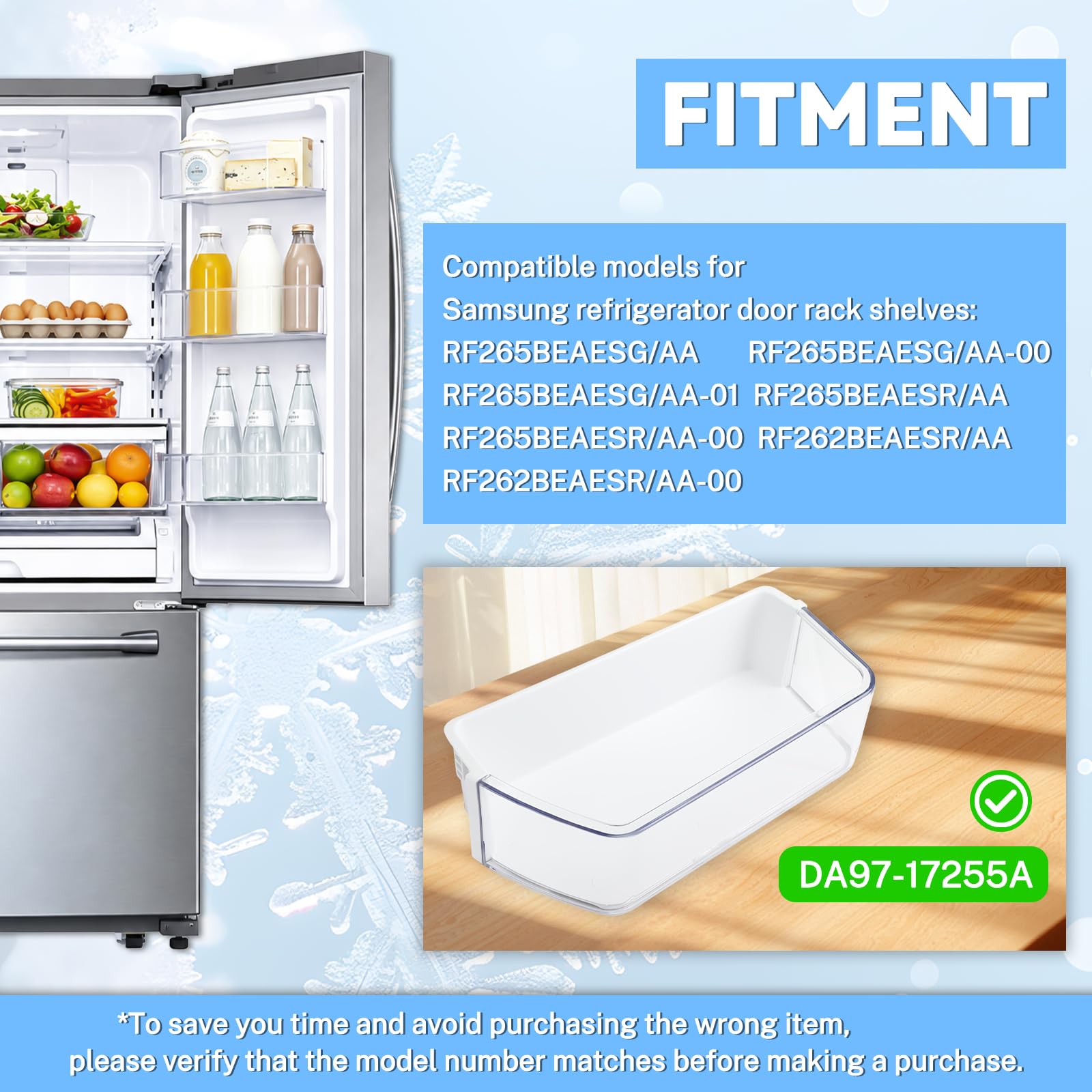 DA97-17255A - Contenedor de puerta compatible con Samsung RF265BEAESR/AA