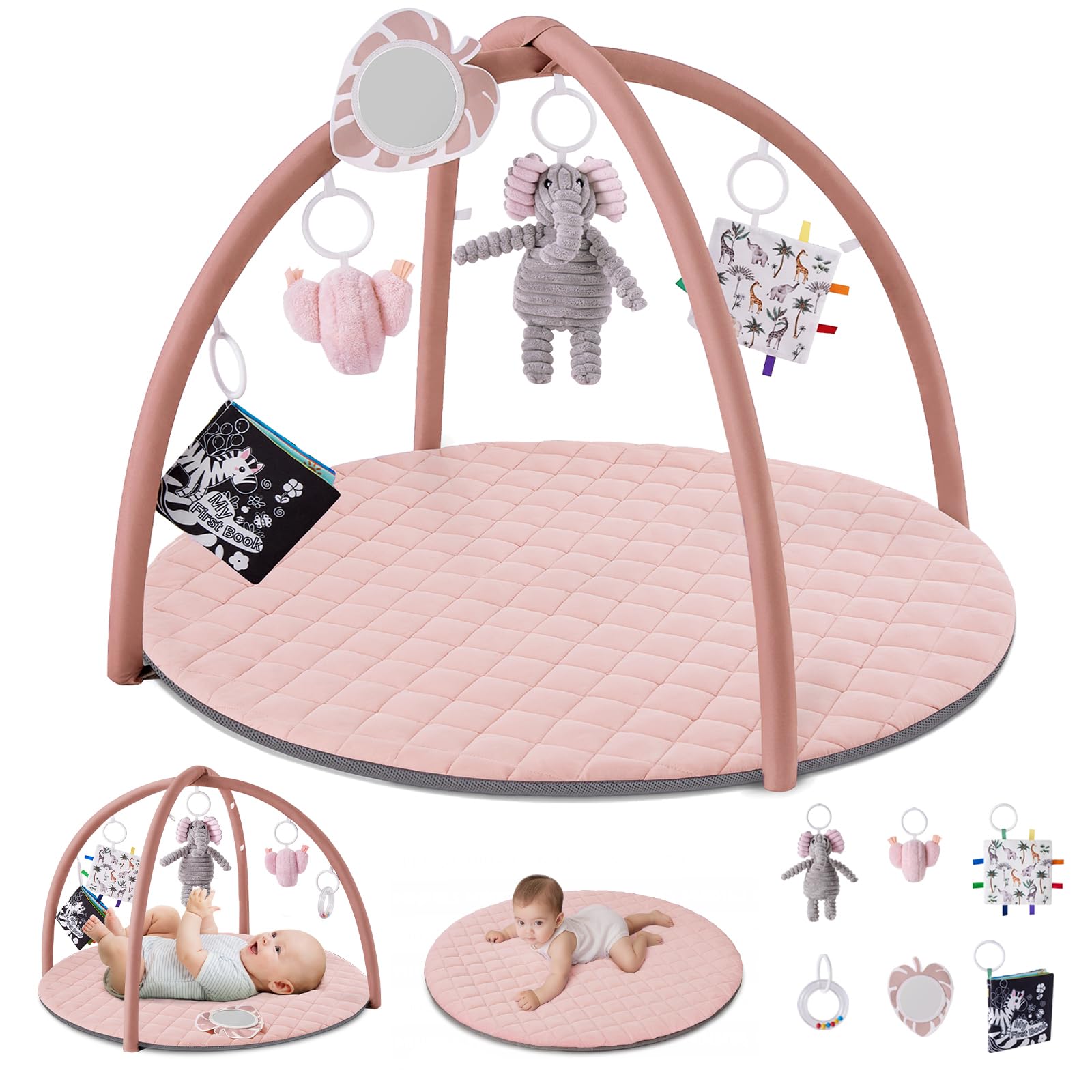 Blissful Diary Spielbogen Baby, Spieldecke Baby Gym Activity Decke mit 6 Abnehmbare Spielzeuge, krabbeldecke Einfach zu Installieren und zu Reinigen, Unverzichtbare Babygeschenke