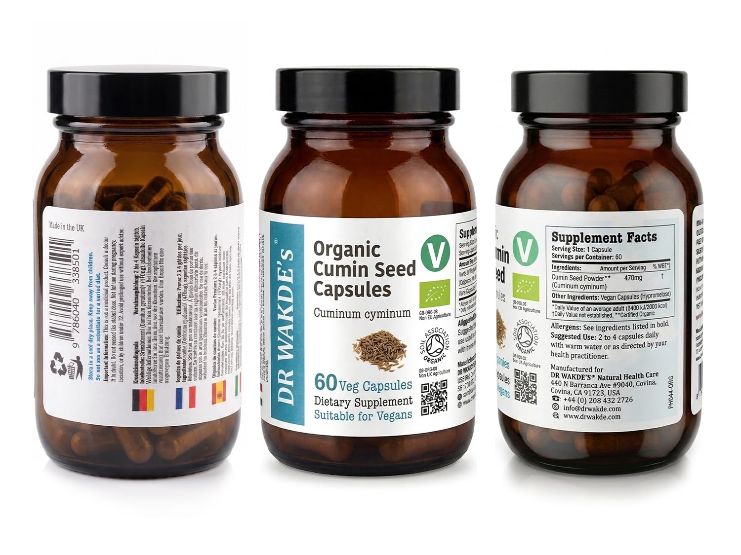 DR WAKDE'S Kreuzkümmel-Kapseln (Cumin) I 100% Kräuter I 60 Vegetarische Kapseln I Ayurvedische Nahrungsergänzung