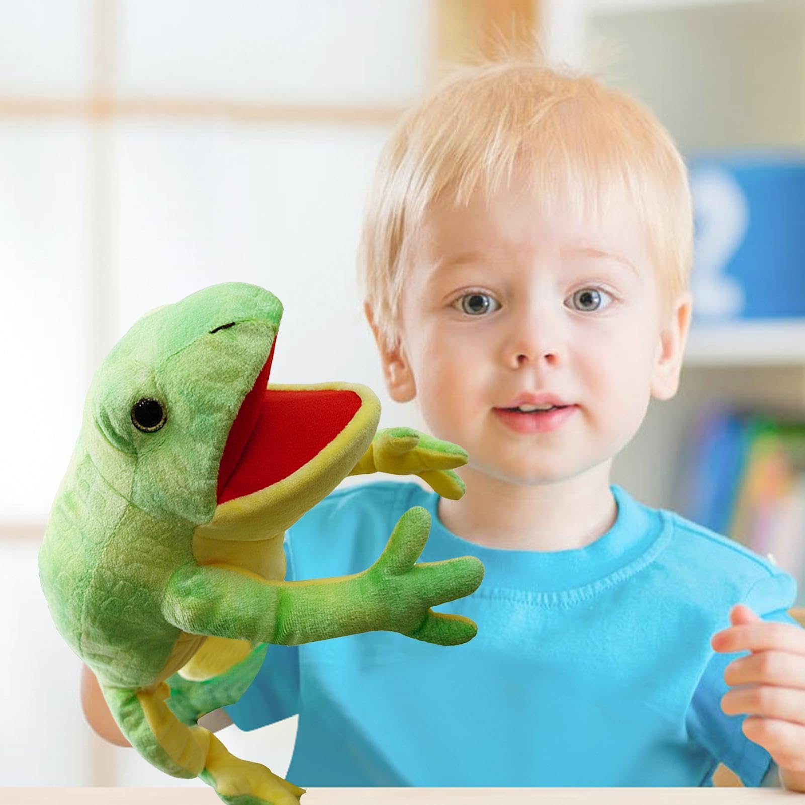 Marionetas de Mano con Móvil - Marioneta de Mano de Peluche Suave de Camaleón | Marionetas de Animales de Peluche Dulce, Regalos de Cumpleaños, Títeres de Mascotas para, Espectáculo