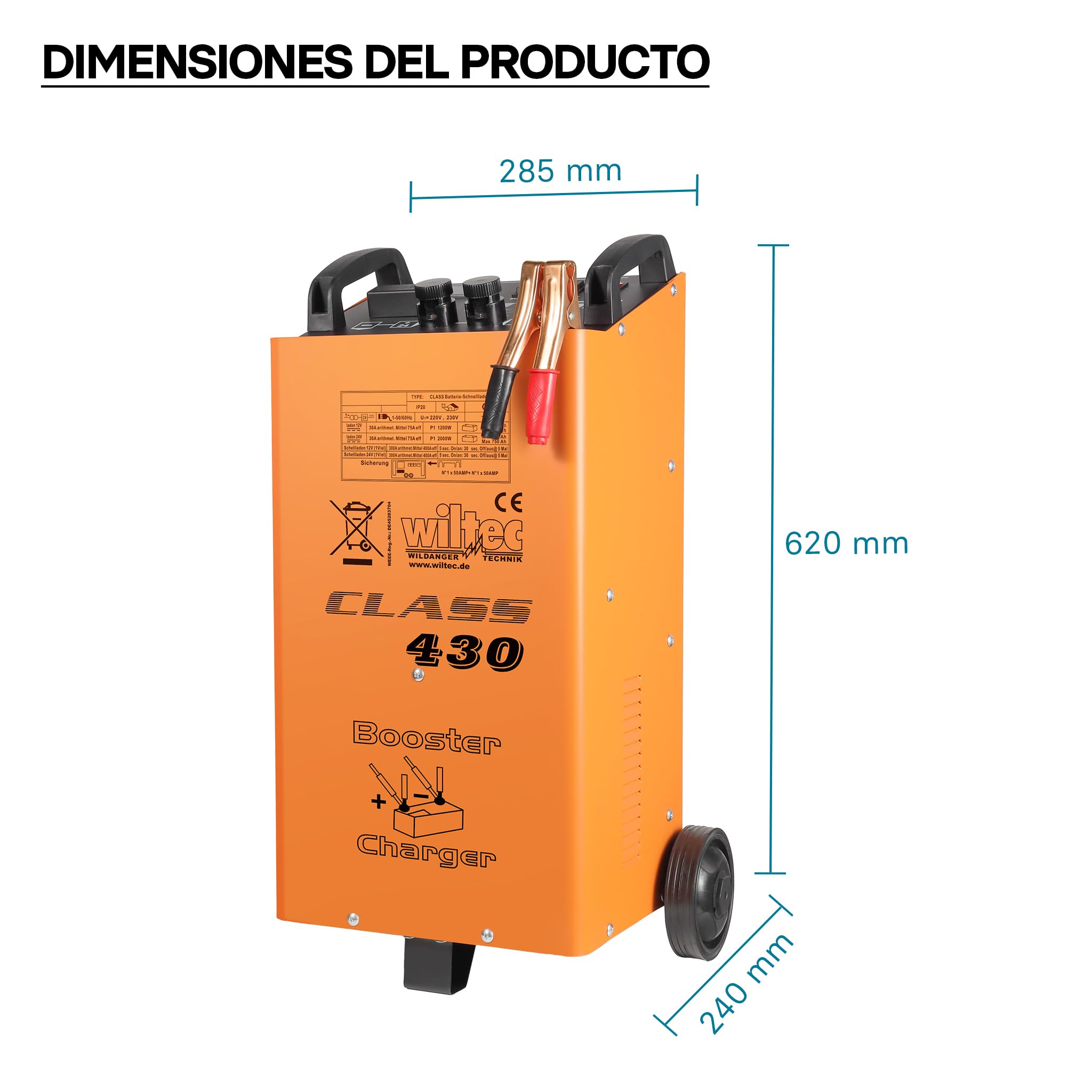 Wiltec Boost 430 dispositivo de carga para baterías 12V 24V Cargador de baterías