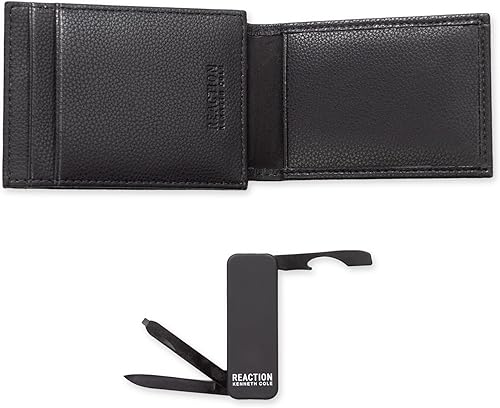 Miniatura 2 de Kenneth Cole REACTION Cartera magnética delgada con bolsillo frontal para hombre con doble clip de dinero, negro, talla única, Negro -