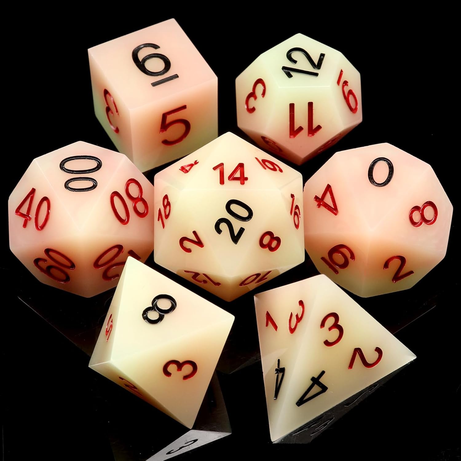 Haxtec DND Dice Set Sharp Edge Resin Dice with Dice Case Red Black D&D Dice Set for TTRPGs Dungeons and Dragons Gifts 16mm Red White