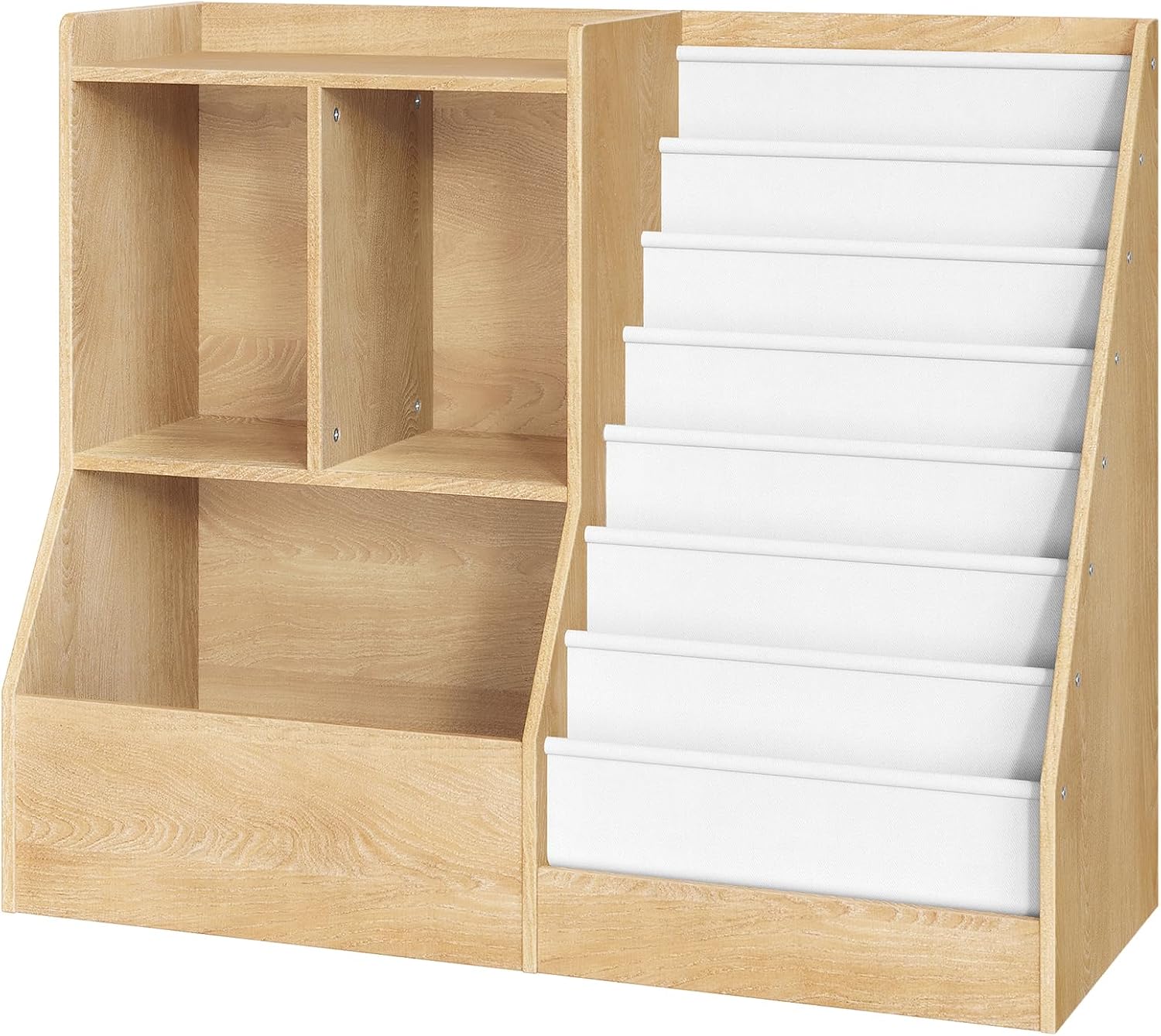 Close-up of the anti-tip kit installation on the MAHANCRIS BKNW7301 Kids Bookshelf