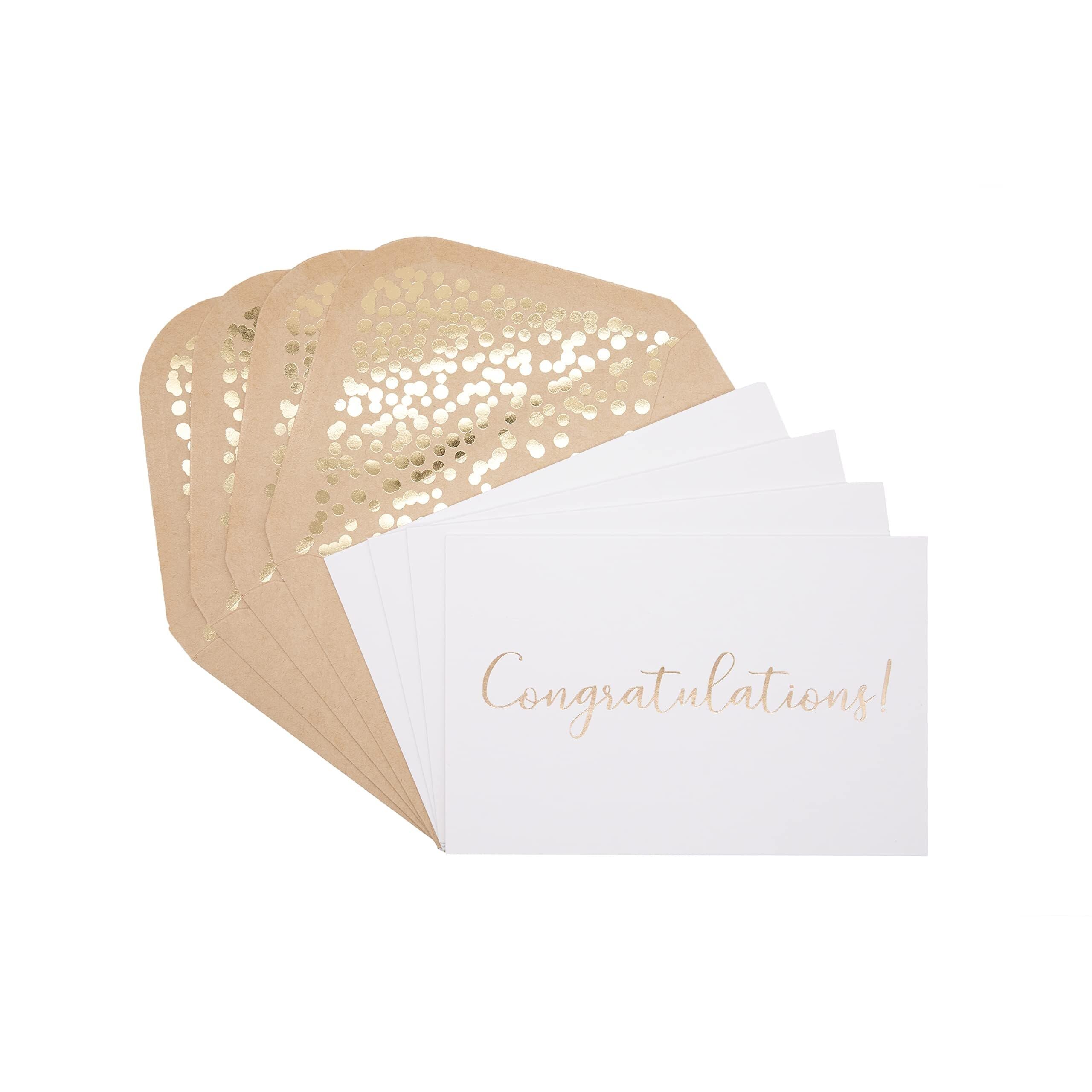 50er-Pack Glückwunschkarten – elegante Grußkarten mit „Congratulations“-Prägung in Goldfolienbuchstaben for Verlobung, Abschlussfeier, Hochzeit