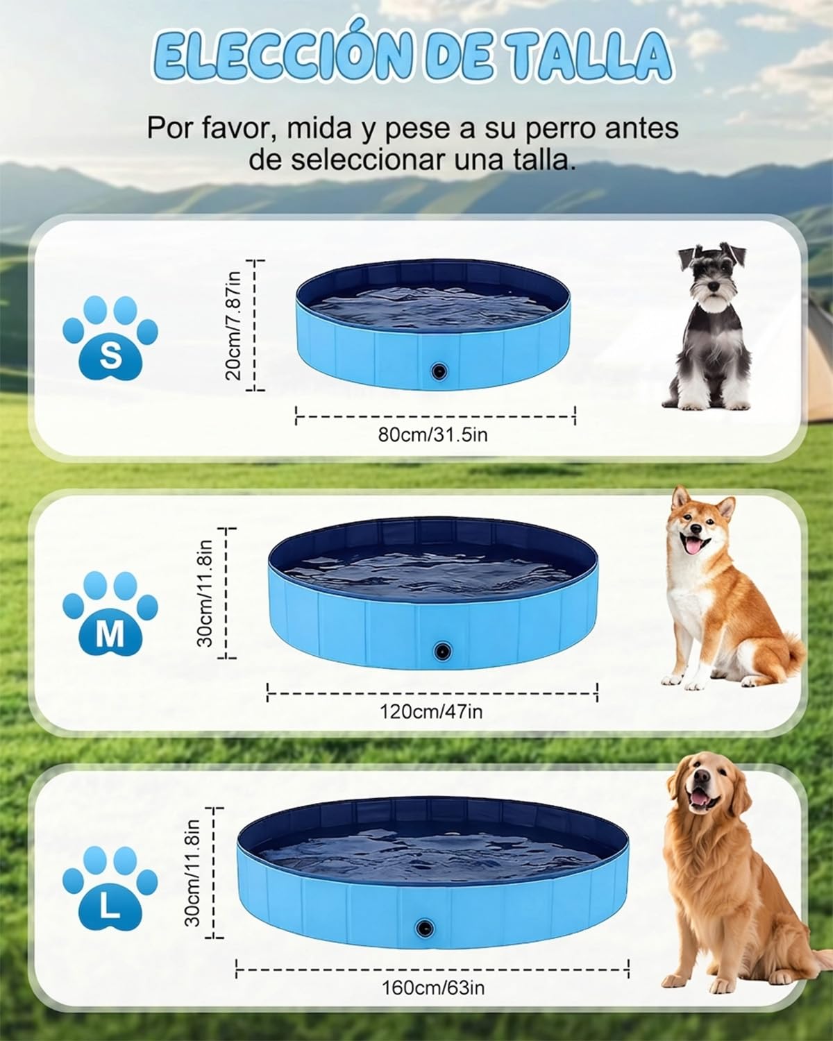 Piscina Plegable para Perros y Mascotas, Bañera Antideslizante de PVC Resistente, Piscina Portátil para Perros Grandes y Pequeños, Piscina Infantil para Jardín y Exterior,120 x 30 cm