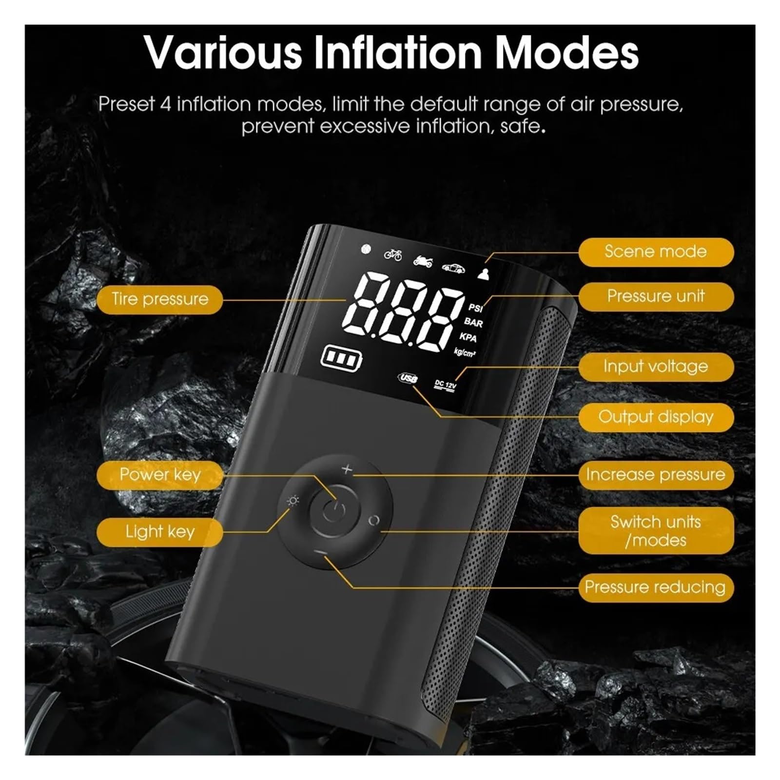 Mini Sprężarka Powietrza 12V 150PSI Przenośna Elektryczna Pompa Inflator Opon Samochodowych Do Motocykla Napełniania Rowerowych Szybki Użyciu