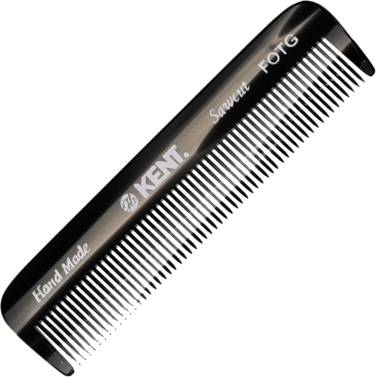 FOT Black Graphite Fine Tooth Comb for Men - Handmade Pocket Comb for Travel, Styling, Fine or Thinning Hair, Mustache and Beard Care Handpolished Saw-Cut Made in England
