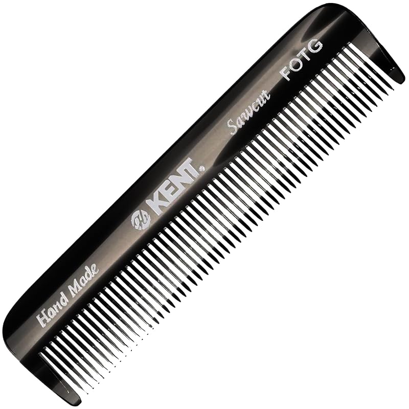 Pente KENT FOT G Black Graphite de dentes finos para barba, bigode e cabelo