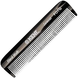Kent FOT Black Graphite Fine Tooth Comb for Men - Handmade Pocket Comb for Travel, Styling, Fine or Thinning Hair, Mustache and Beard Care Handpolished Saw-Cut Made in England