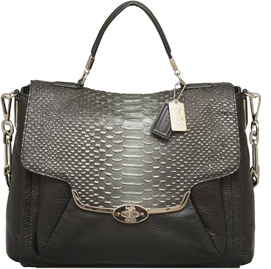 Coach Madison Glitter Python Sadie Flap Satchel in Black: Handbags ...
