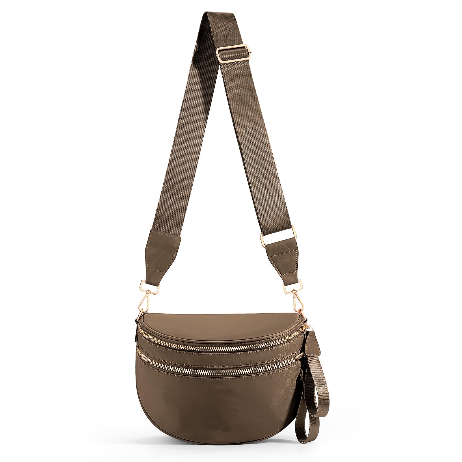 hibear Checkered Crossbody Bag Spacious Bum Bags for Women Nylon Crossbody Fanny Packs Checkered Purse Belt Wallet