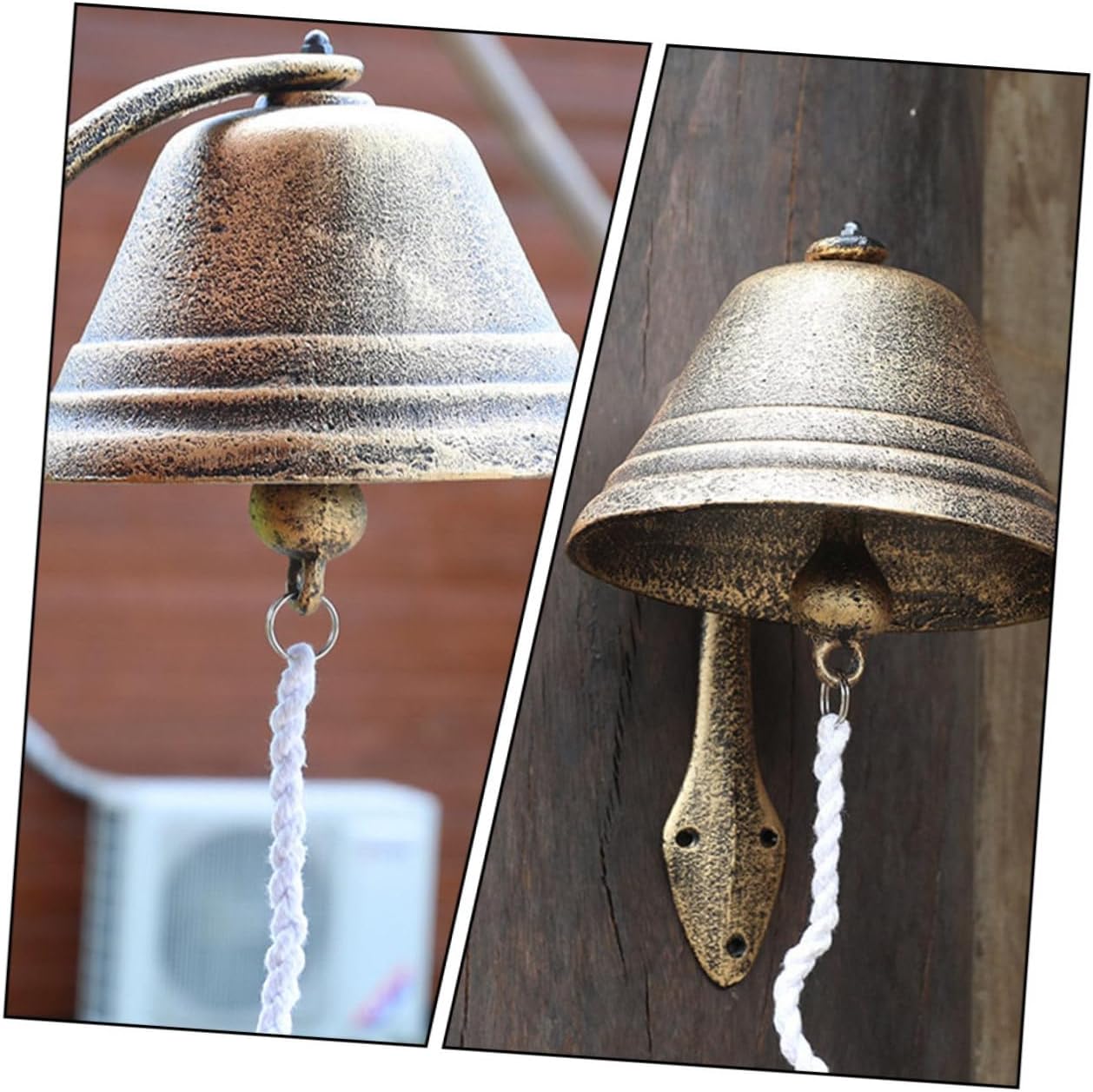 Sosoport Rustic Style Large Cast Iron Doorbell Wall Mount European Vintage Bell for Garden Porch Café Decorative Hanging Accent