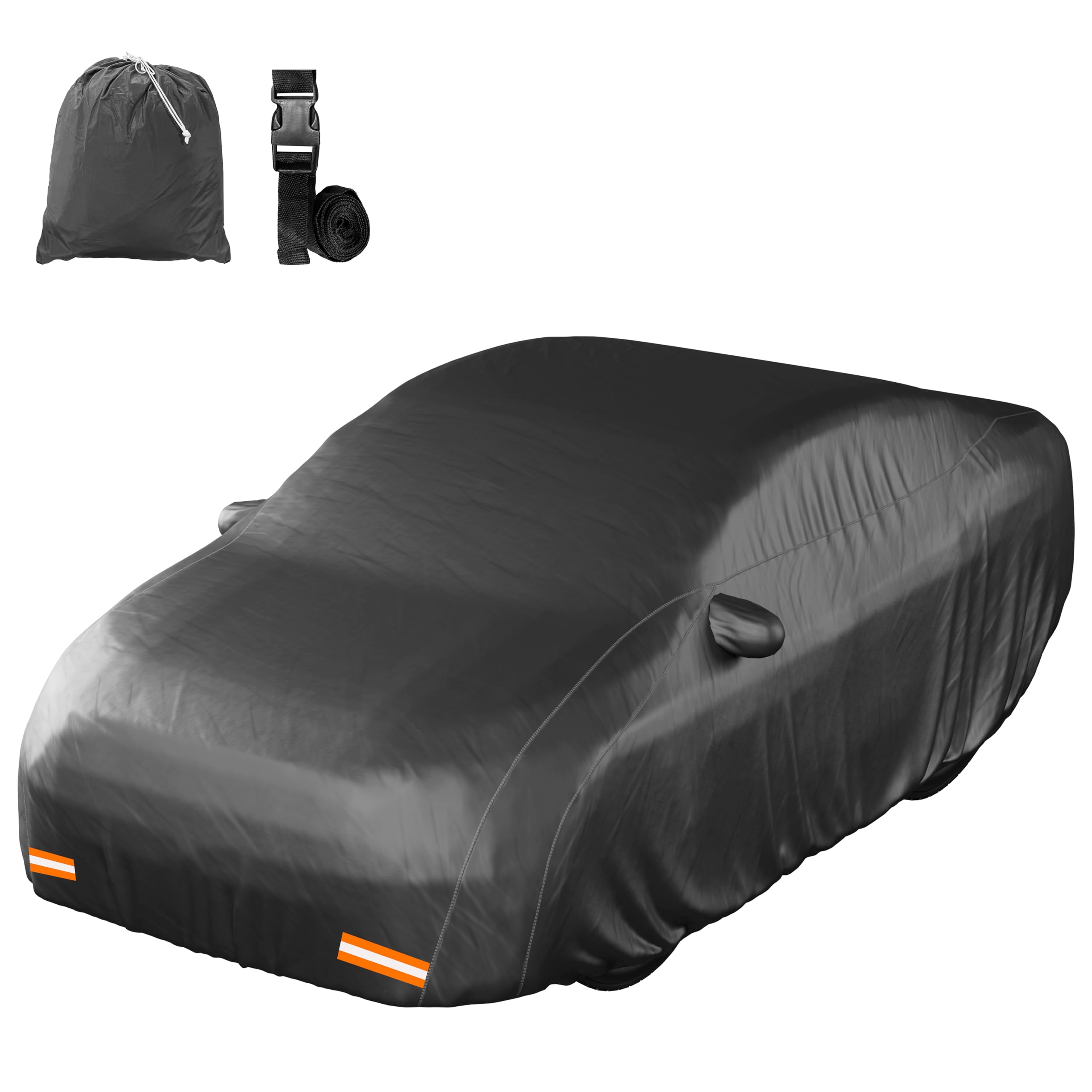 Mockins 200x75x60 Large Sedan Car Cover Waterproof All Weather Shield Thick Dual-Layer 250G PVC HD Cotton Car Covers