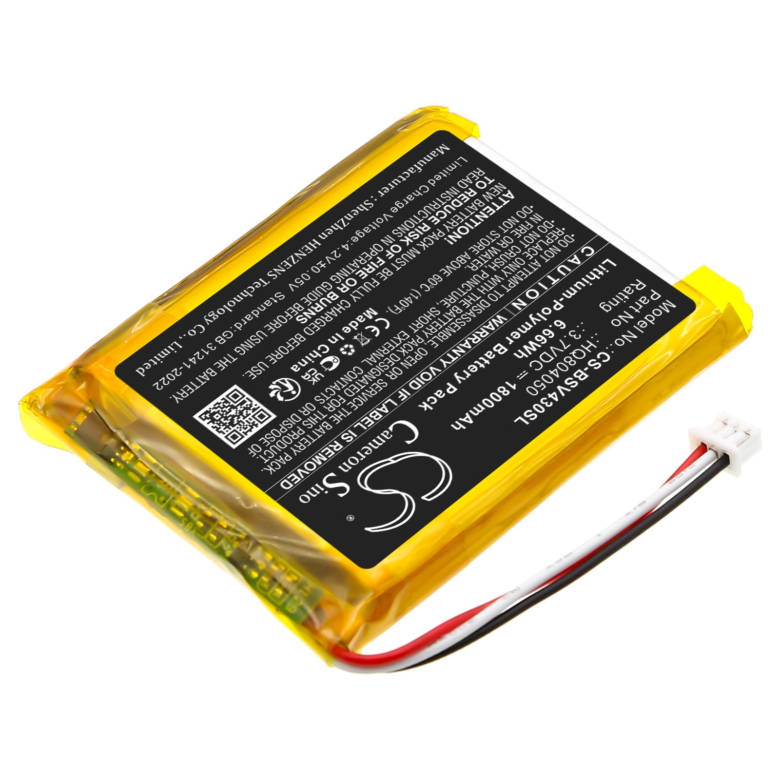 TECHTEK Batterie 1800mAh Compatible avec [Babysense] V43 Video Baby Monitor remplace HQ804050