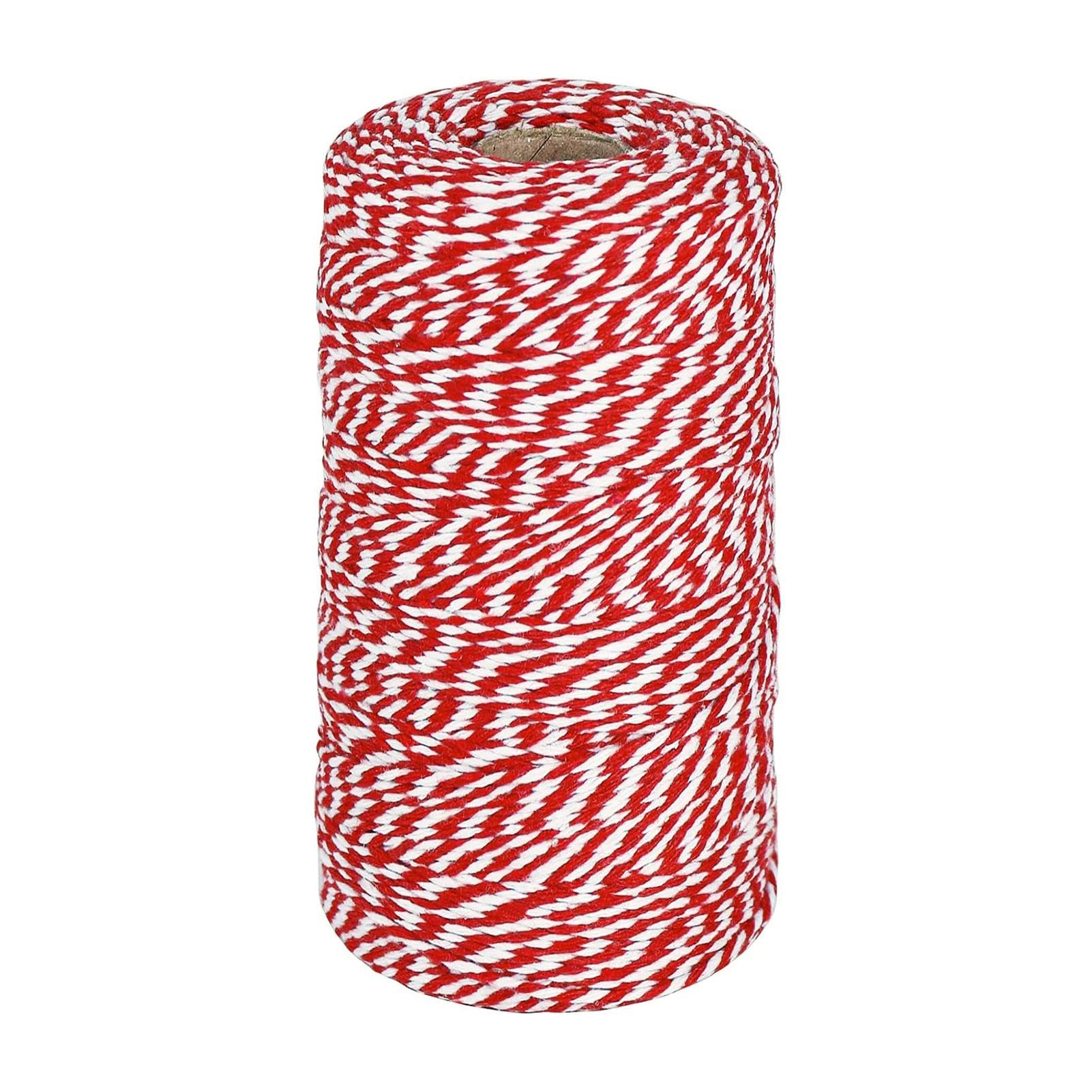 Red and White Butchers Twine, 2mm x 100m Food Safe Cotton Cooking Twine, Strong Butchers String, Ideal for Trussing Turkey, Roasting, Baking, Bacon, Pumpkin Bread, Christmas, Kitchen,Gift Wrapping