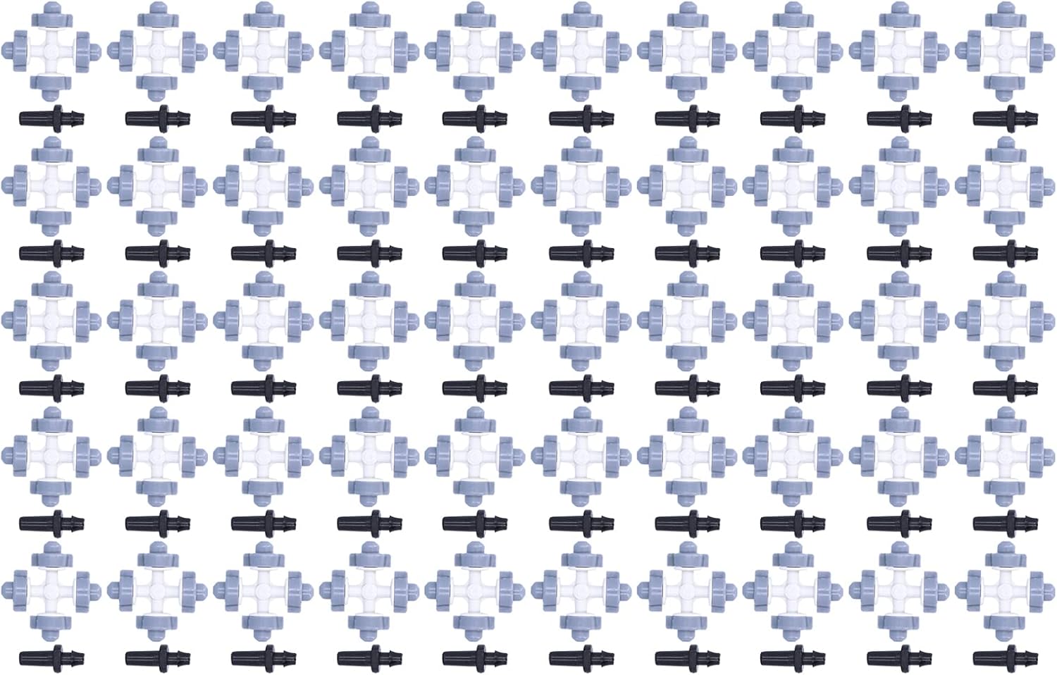 4 Outlet Sprayer Nozzle Misting Hanging Sprinkler Irrigation Accessory Gray, 50 Set - Fine Mist Water Saving, Cooling Plants and Lawns