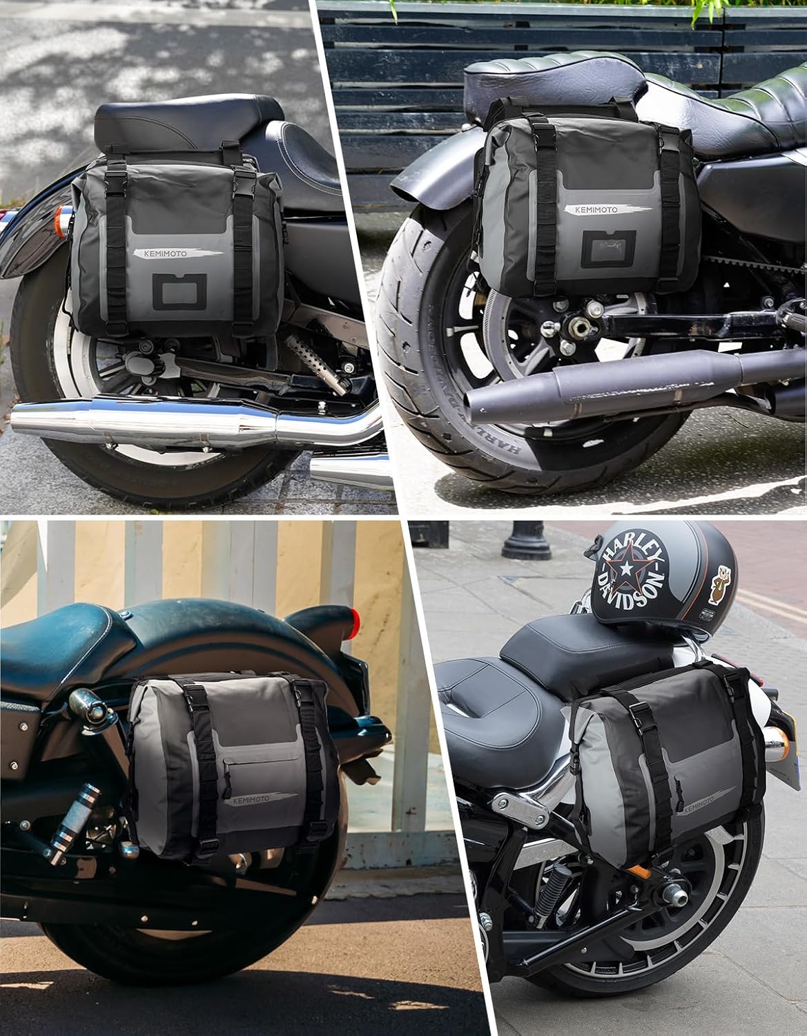 KEMIMOTO Waterproof Motorcycle Saddlebags 50L(25Lx2) Large Saddlebag Adventure Dual Sport Bike Luggage Bag Saddle Bags Side Bags for Dirtbike Motorbike Travel Motorcycle Panniers Bags Grey