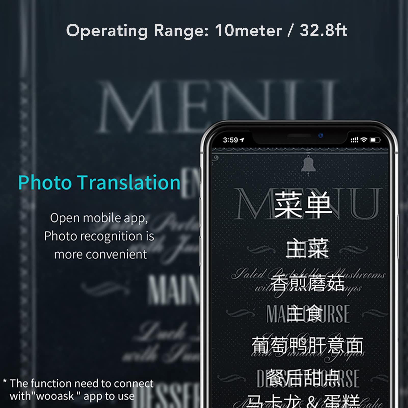 Traducteur de Langue, Traducteur de Voix Bluetooth de 127 Langues, Batterie de 800mAh, Traducteur de Voix Portable pour Les Voyages d'affaires