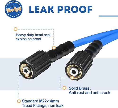 Miniatura 5 de TOOLCY Pistola de lavado a presión y kit de manguera de lavado a presión de 50 pies, 3300 PSI 1/4 de pulgada de diámetro interior súper flexible,