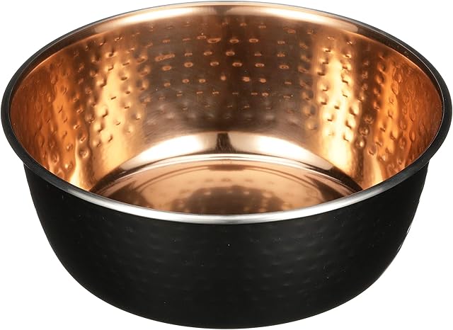 Neater Pet Brands Hammered Black Pet Bowl with Copper Finish Interior - Deluxe Luxury Style Dog Bowl (Large)
