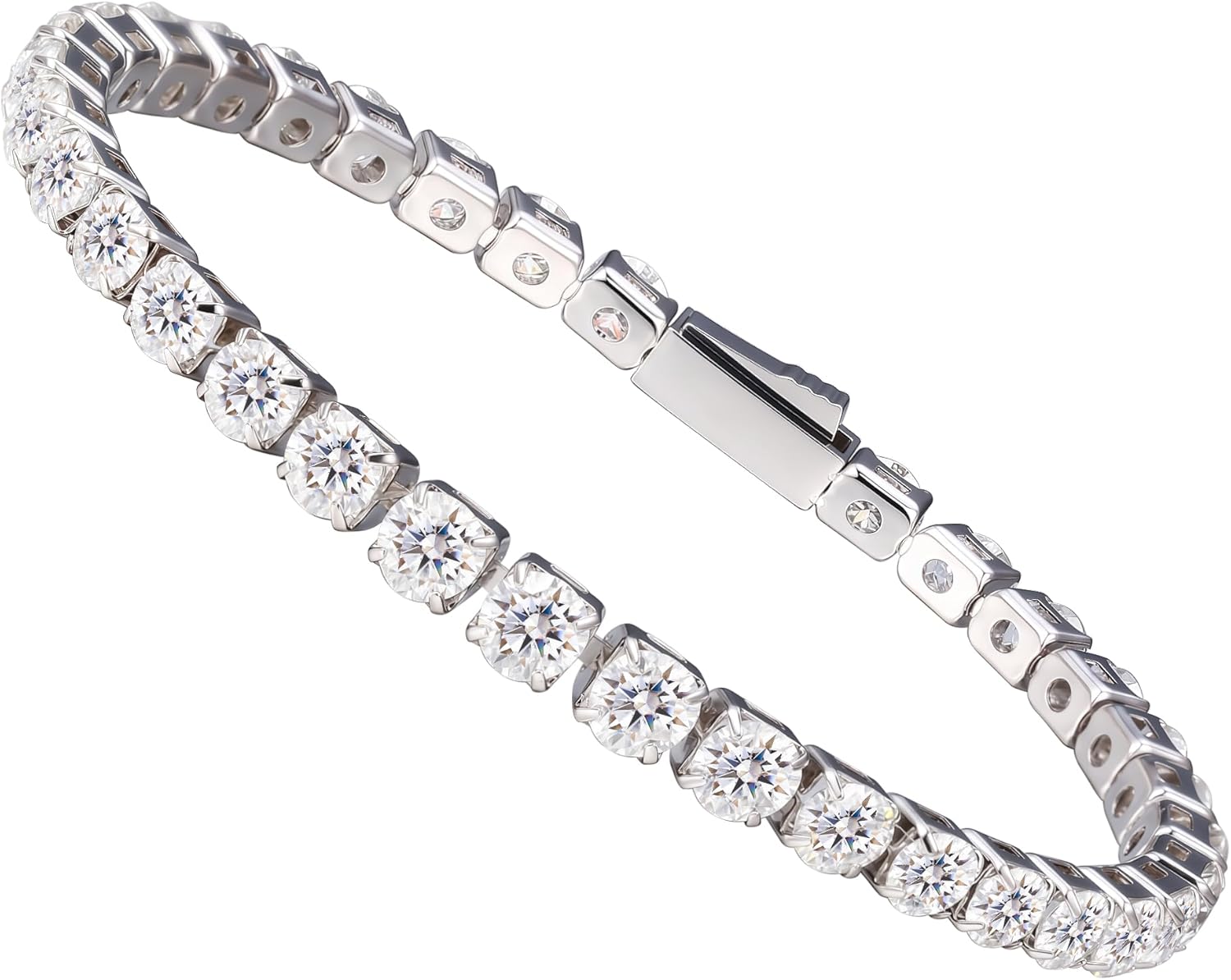 HMJ Moissanite Tennis Bracelet for Women, 4mm/5mm Diamond Tennis Bracelet Wedding Bridal Prom, Jewelry Bracelet Birthday Gift for Mother/Wife Size 6.5-7.5 Inch